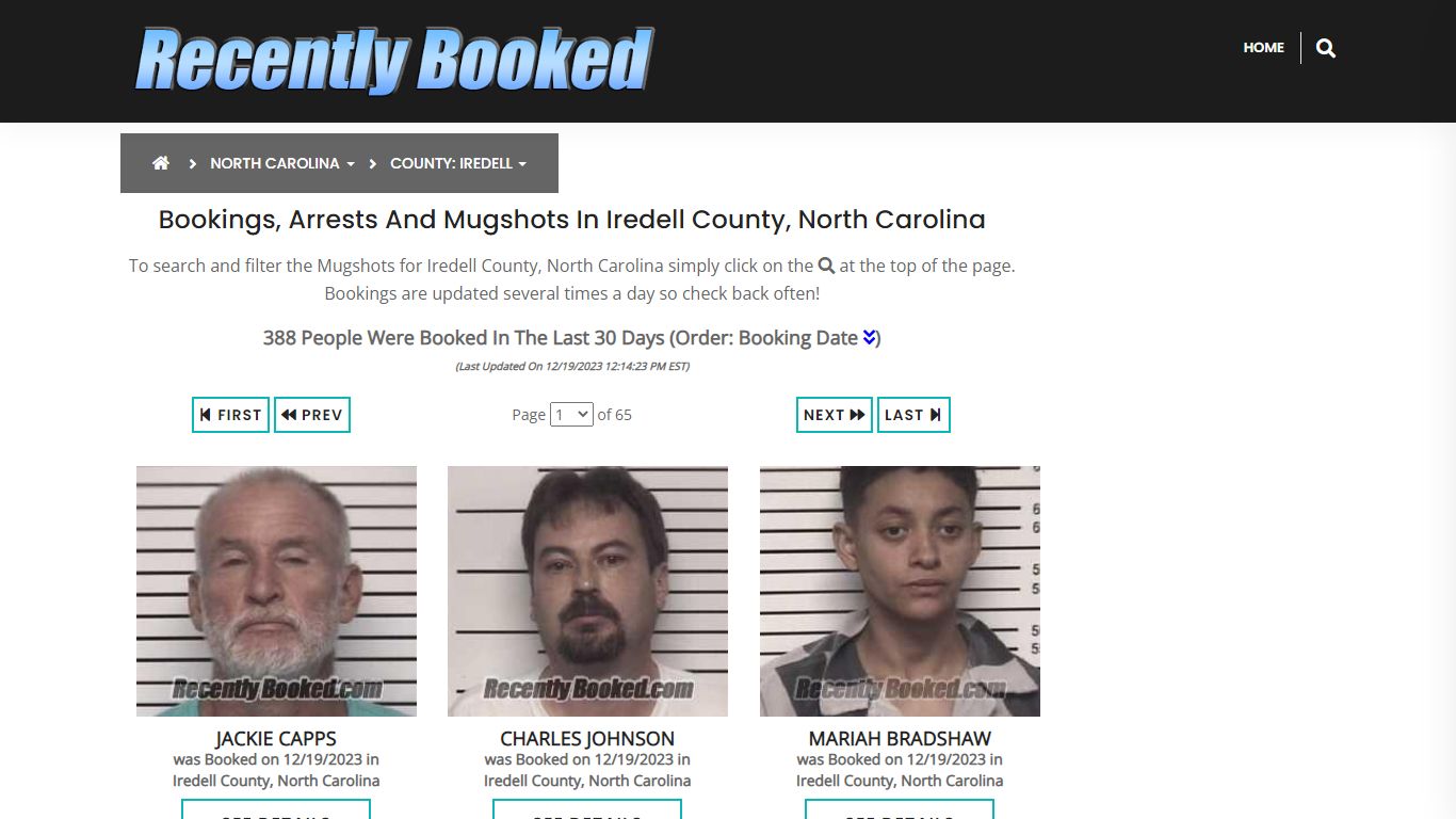 Bookings, Arrests and Mugshots in Iredell County, North Carolina